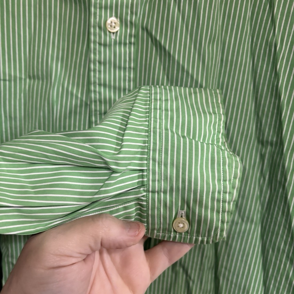 Ralph Lauren Men's‎  Long Sleeve Shirt Size 18 34/35 Classic Fit Green Stripe - Picture 2 of 6